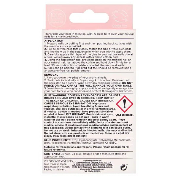 Superdrug fake nails short french manicure (British brand)