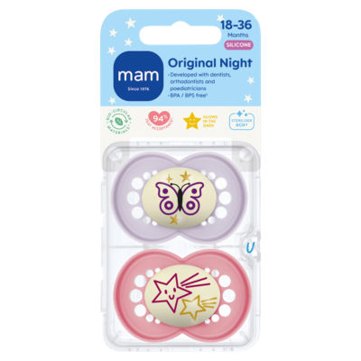 MAM Original Night Silicone Soother 18-36 months, imported from the UK