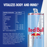 Red Bull Zero energy drink 250ml 4 pack, imported from the UK