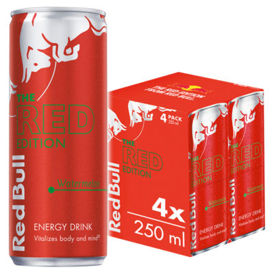 Red Bull Watermelon energy drink 250ml 4 pack, imported from the UK