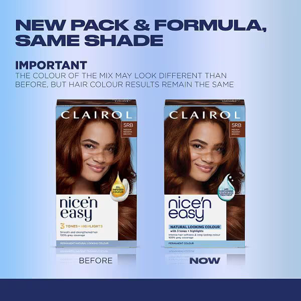 Clairol Nice'n Easy Hair Dye Medium Reddish Brown - British product