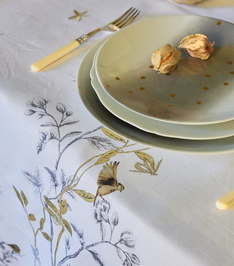 Alexandre Turpault Linen Botanical Tablecloth (170cm x 380cm)