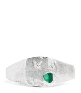 The Ouze Sterling Silver and Emerald Scatter Signet Ring