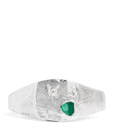The Ouze Sterling Silver and Emerald Scatter Signet Ring
