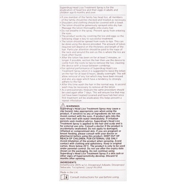 Superdrug Head Lice Treatment 120ml GOODS Superdrug