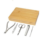 Bullet Ladia Bamboo Manicure Set Nail Tools Stainless Steel Storage Box