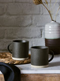 French Connection black zinc stoneware mugs set of 2 11cm - British product