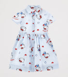 Cotton Stripe Dress with Detachable Belt for Children 2-12 Years