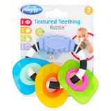 Playgro teething rattle with textured rings, imported from the UK