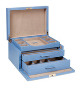 Leather Jewellery Box with Three Drawers and Turnlock Fastening