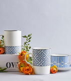 O.W.London maxi mug with geometric Maze print in fine bone china, imported from the UK
