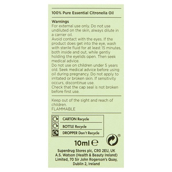 Superdrug Habitual Pure Citronella Essential Oil 10ml GOODS Superdrug