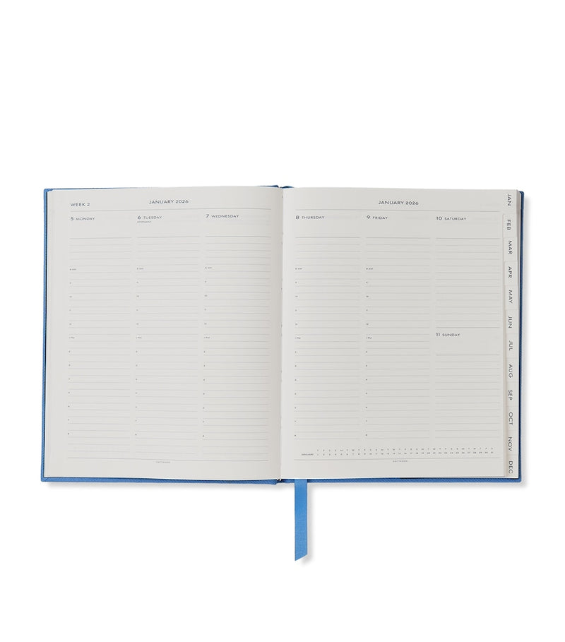 Smythson leather vertical 2026 diary with weekly layout, 26x21 cm (British brand)