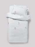 White embroidered bunny ballerinas duvet cover and pillowcase set (British brand)