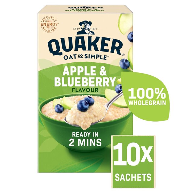 Quaker Oat So Simple Apple & Blueberry Porridge Sachets Cereal 10 per pack - McGrocer