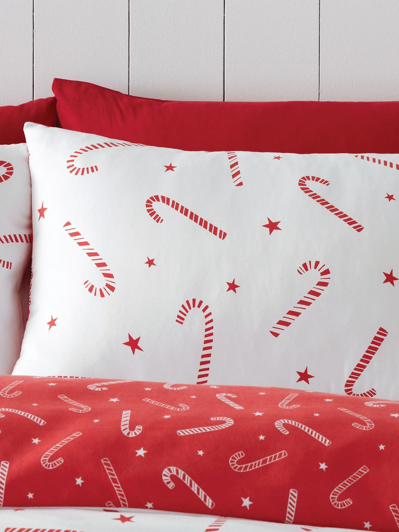 Catherine Lansfield White Christmas Candy Cane duvet cover set - British product