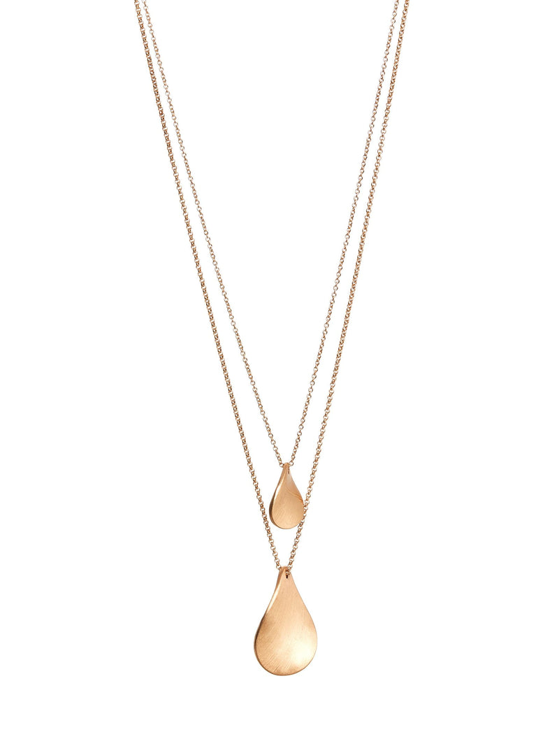 Gold Tone Petal Two Layer Necklace