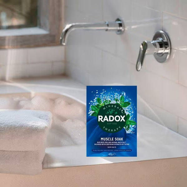 Radox Muscle Soak Bath Salts Thyme 400g, imported from the UK