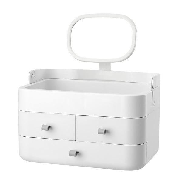 Livingandhome Makeup Organizer with Mirror 3 Drawers White, imported from the UK