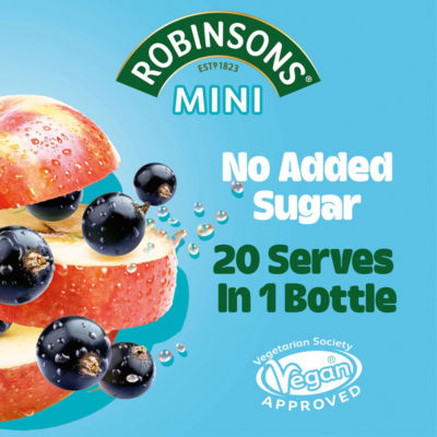 Robinsons Apple & Blackcurrant Squash 66ml, imported from the UK