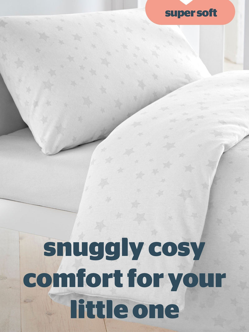 Silentnight Natural 100% Cotton Safe Nights Grey Star Cot Bed Duvet Set
