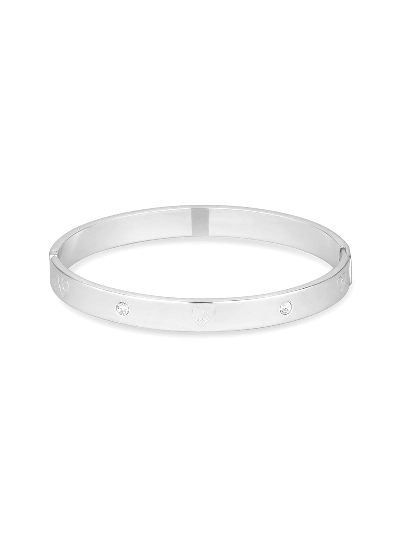 Lipsy silver plated heart bangle bracelet, UK version