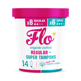 Flo Organic Cotton Tampon Regular Super 14 Count