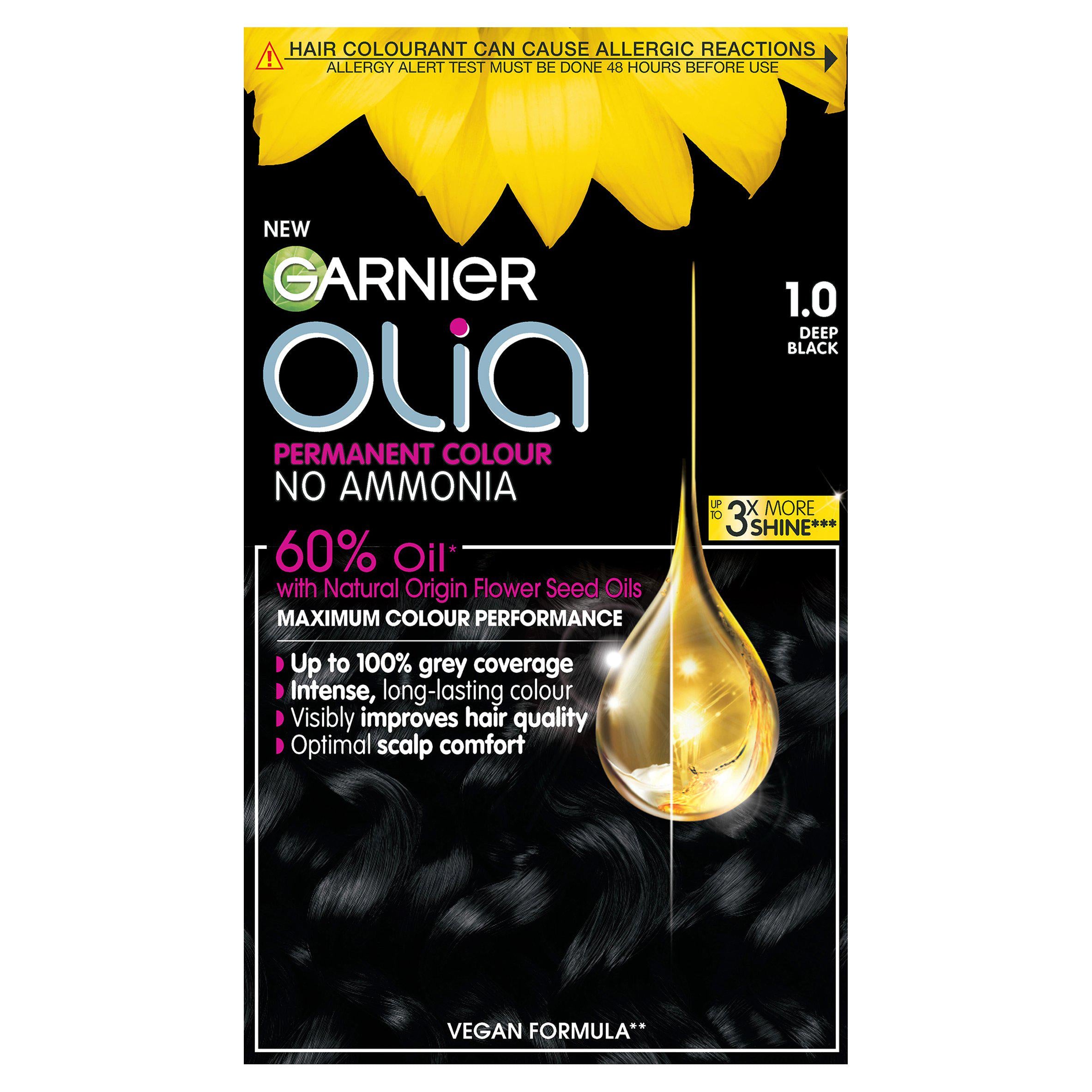 Garnier Olia Permanent No Ammonia Hair Dye Deep Black 1.0 - McGrocer