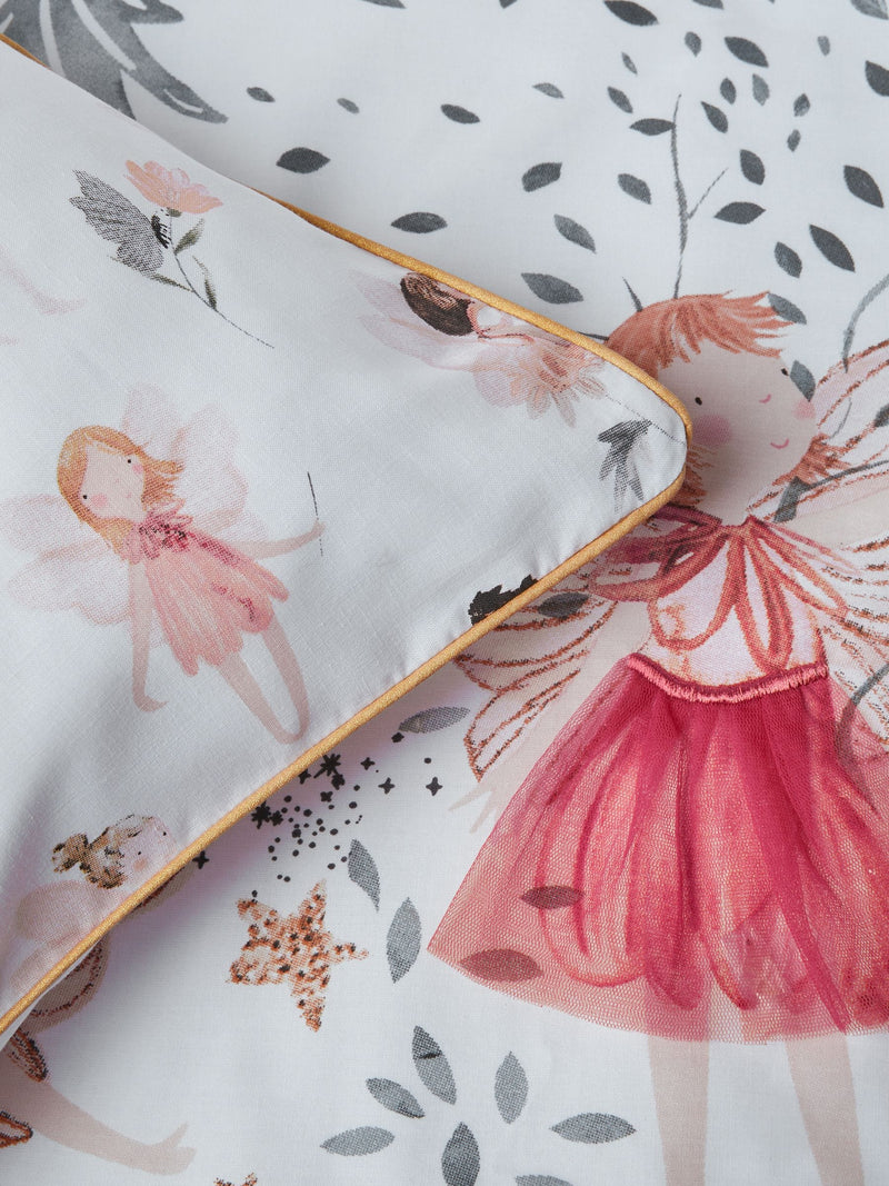 White Fairy Forest printed polycotton duvet cover and pillowcase set (British brand)
