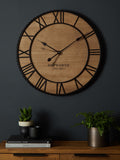 Bronx natural black wooden wall clock 60cm diameter, imported from the UK