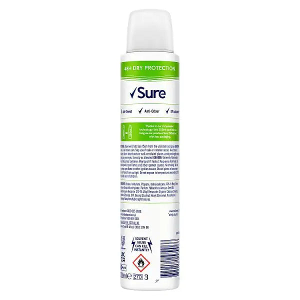 Sure Pear Jasmine anti-perspirant deodorant aerosol 200ml (British brand)