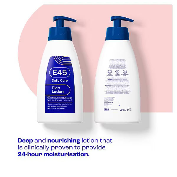 E45 Rich 24h Lotion with pump 400ml - British product