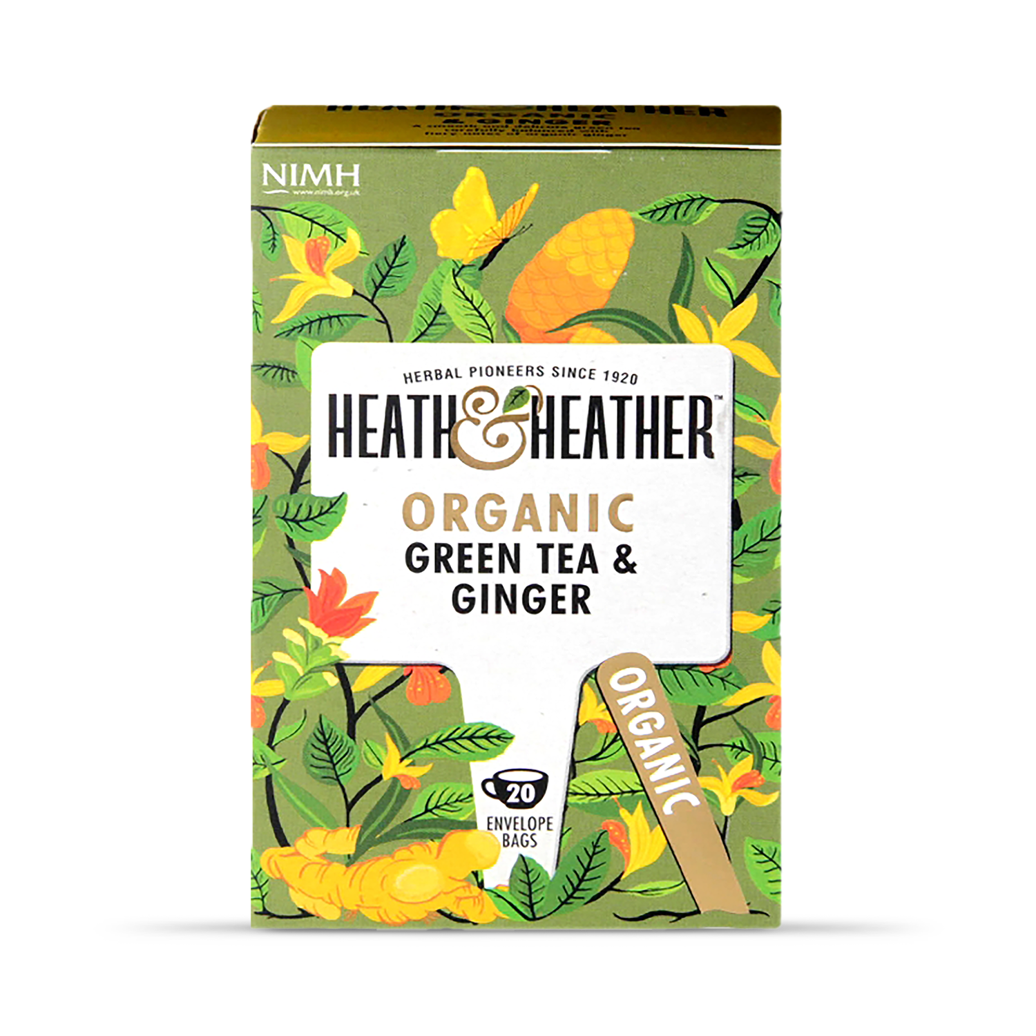 Heath & Heather Organic Green Tea with Ginger 20 Tea Bags - 999022