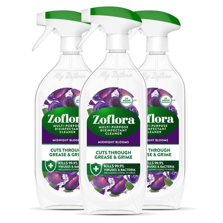 Zoflora Disinfectant Cleaner Midnight Blooms 3 x 800ml (British brand)