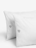 White Hearts Embroidered Duvet Cover Set (British brand)