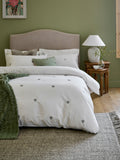 White Hearts Embroidered Duvet Cover Set (British brand)