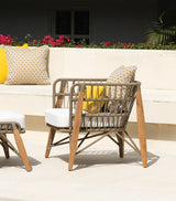 Outdoor Armchair with Teak Wood Frame and Rope Design