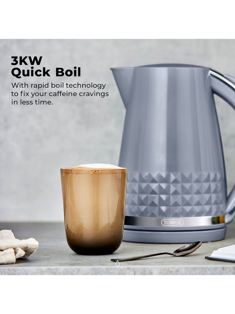 Tower Grey Solitaire 1.5L kettle (British brand)