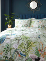 Soiree Green Peacock Jungle 100% Cotton Duvet Cover Set