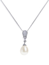 Ivory & Co Rhodium Serrano Pearl Drop Pendant Necklace