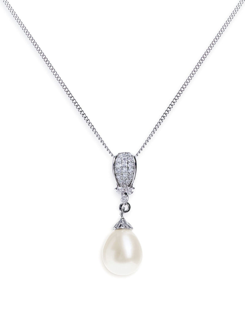 Ivory & Co Rhodium Serrano Pearl Drop Pendant necklace, UK version