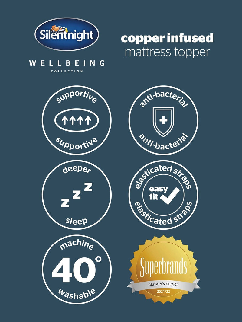 Silentnight White Wellbeing Copper mattress topper (British brand)