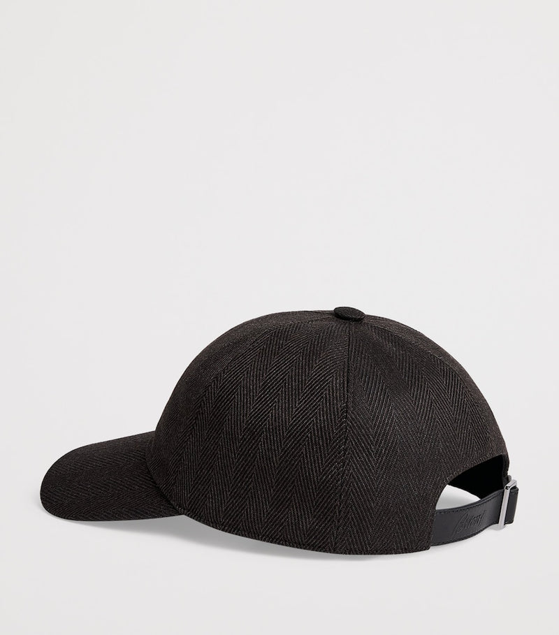 Brioni Alpaca Herringbone Baseball Cap