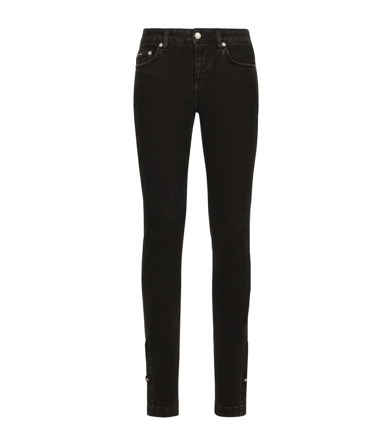 Slim-Fit Coloured Denim Biker Trousers with Multiple Zipped Pockets