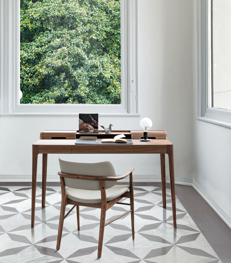 Porada Walnut Saffo Writing Desk, imported from the UK