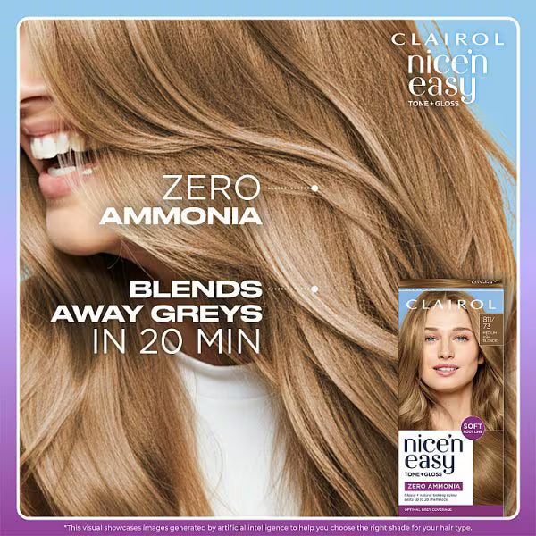 Clairol Nice'n Easy Semi-Permanent Hair Dye Med Ash Blonde - British product