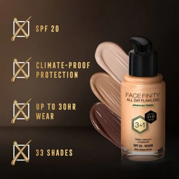 Max Factor Facefinity Foundation Warm Beige, imported from the UK
