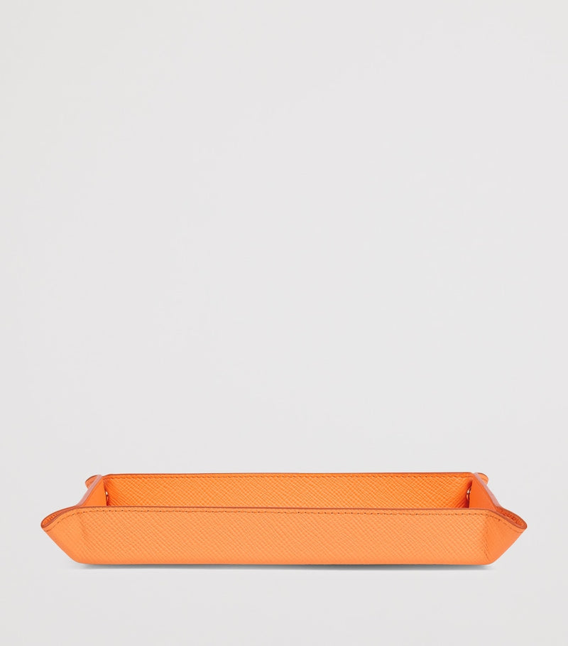Smythson small leather panama rectangular trinket tray (British brand)
