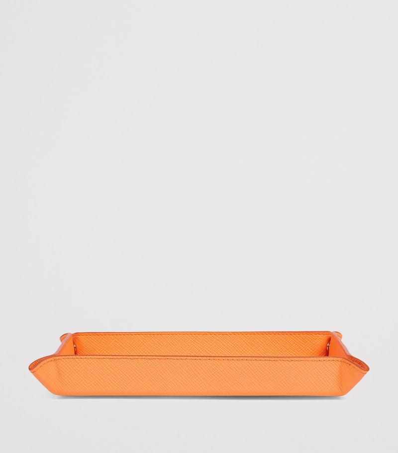 Smythson small leather panama rectangular trinket tray (British brand)
