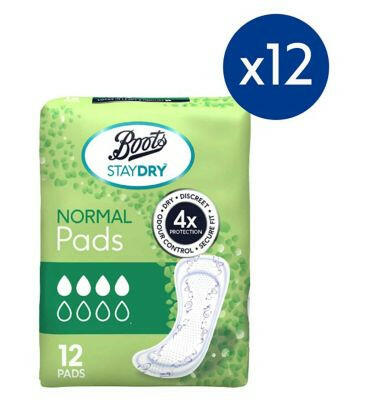Staydry Normal Liners for Light to Moderate Incontinence 12 Pack Bundle – 144 Liners GOODS Boots